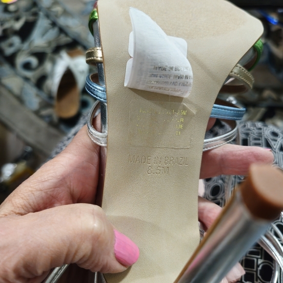 🦃TODAY ONLY🦃Steve Madden Multicolor Metallic Sandals Stiletto New Sz 8.5 - Picture 11 of 12